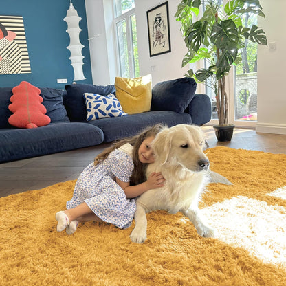 OLANLY Machine Washable 2x6 Runner Rug - Soft Fluffy Shaggy Indoor Carpet for Bedroom & Hallway | Mustard Yellow