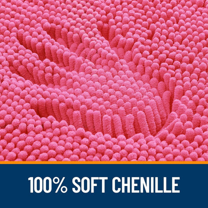 OLANLY Large Bath Rugs - Extra Soft Chenille, Quick Dry & Machine Washable | 59x35, Hot Pink