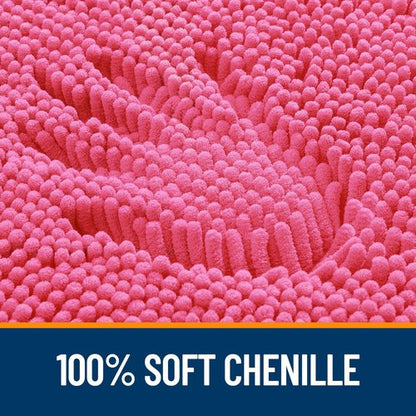 OLANLY Bathroom Rugs 50x30, Extra Soft Absorbent Chenille Bath Rugs, Rubber Backing Quick Dry, Machine Washable Bath Mats for Bathroom Floor, Tub and Shower, Home Decor Accessories, Hot Pink