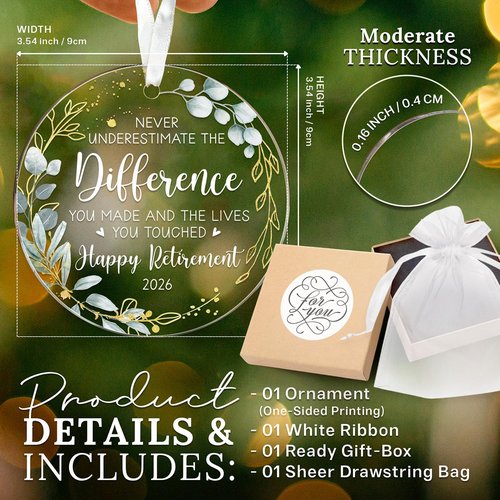 HEXMOZ Retirement Gift - Unique Acrylic Ornament for Women & Men | Perfect 2026 Retirement Keepsake