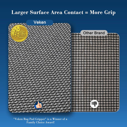 Veken Rug Pad Gripper - Non-Slip 4x6 Ft Thick Dark Grey Mat for Hardwood & Tile Floors