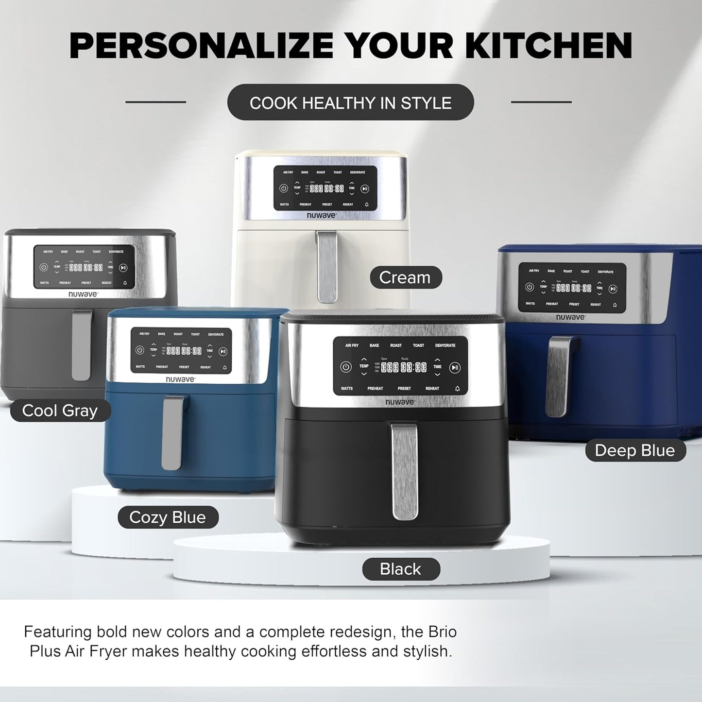Nuwave Brio Plus 6-in-1 Air Fryer - 7-Qt Capacity with Precise Temp Control & 100 Presets | PFAS-Free Nonstick