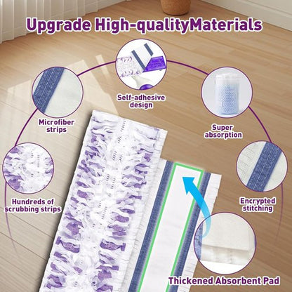 Funtin Power Mop Pads - Unscented Disposable Refills for Swiffer PowerMop | Thickened Multi-Surface Cleaning (40 Packs)