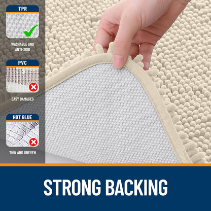 OLANLY Large Bathroom Rugs - Extra Soft Chenille Bath Mats | Quick Dry, Machine Washable, 40x32, Sand