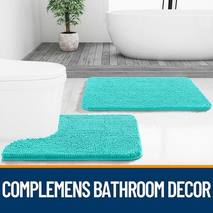 OLANLY Bathroom Runner Rugs - Extra Soft Chenille Bath Mats | Quick Dry, Machine Washable, 70x24, Teal