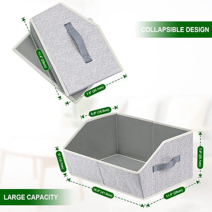 Homsorout Closet Organizers - Large Fabric Storage Bins with Handles | 6-Pack Trapezoid Design in Light Gray