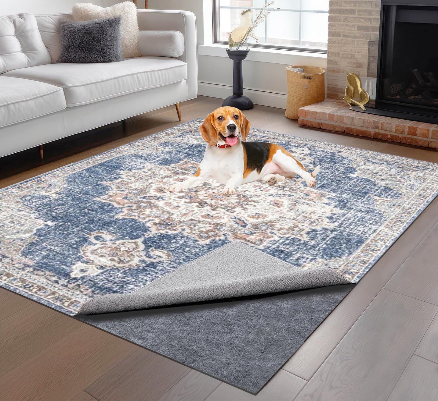 Skiennix Non-Slip Rug Pad - 100% Waterproof & Durable 5 x 7 ft for All Floors | Secure & Safe