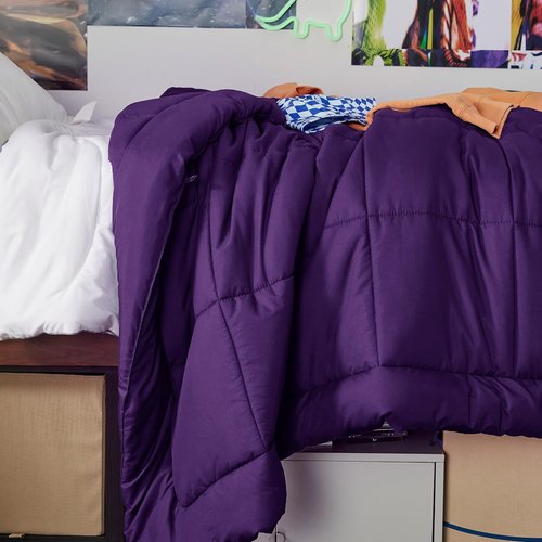 Bedsure Comforter Duvet Insert - Twin Size Quilted Down Alternative Bedding | All-Season GentleSoft Blanket, Purple 88 x 68 Inches