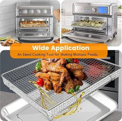 Cuisinart Air Fryer Accessories - 2 Pack Basket Tray Set | 12.2"x11" Stainless Steel for Perfect Grilling