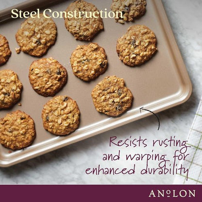 Anolon Gourmet Nonstick Bakeware Set - 3 Piece Cookie & Baking Sheets in Bronze Brown