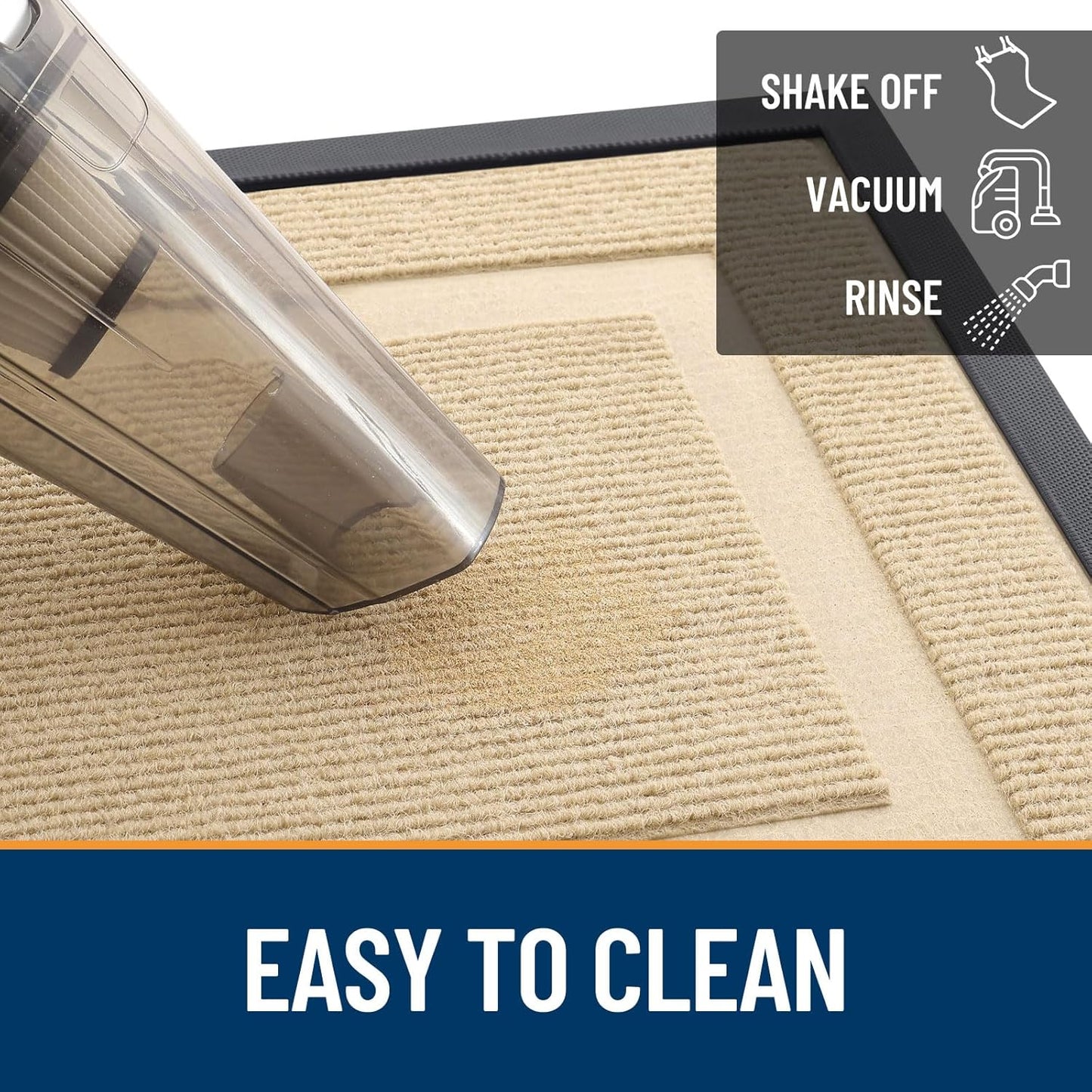OLANLY Waterproof All-Season Front Door Mat - Sturdy Natural Rubber, Easy Clean | 47x17, Beige