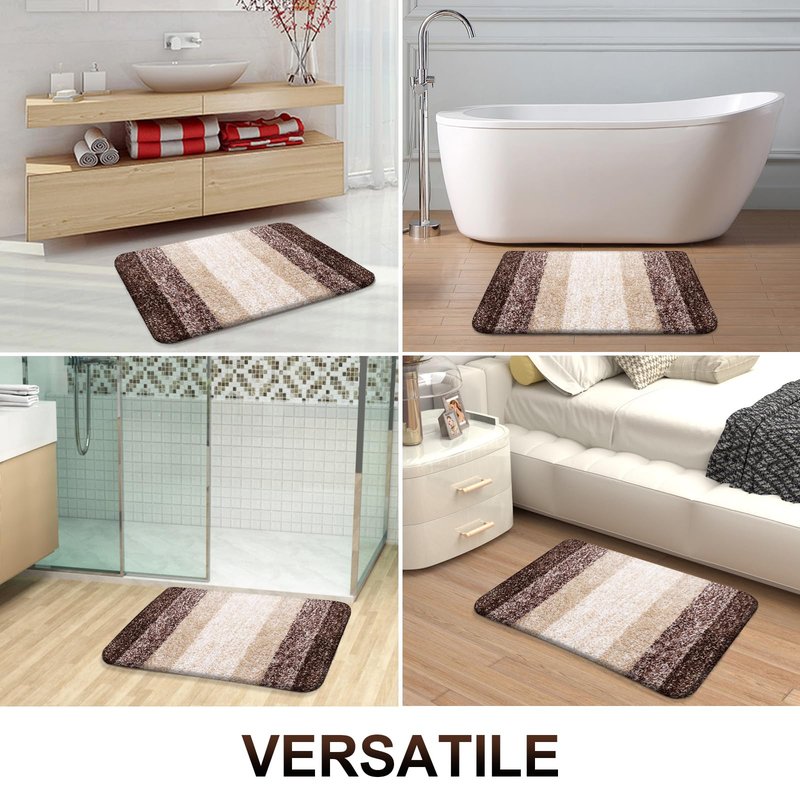 OLANLY Bathroom Rugs Mat 36x24, Extra Soft Absorbent Microfiber Bath Rugs, Rubber Backing, Quick Dry, Machine Washable Bath Mats for Bathroom Floor, Tub and Shower, Home Decor Accessories, Brown