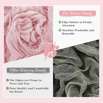 Regine Switzerland Pink Table Runner - 10 Ft Rustic Gauze Cheesecloth for Weddings & Parties | Boho Design