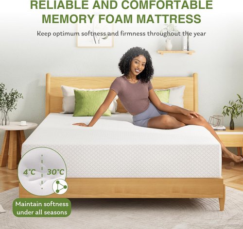 EGOHOME Twin XL Memory Foam Mattress - 5-Inch Cooling Gel Bed Mattress | CertiPUR-US Certified, 80''L x 38''W, White