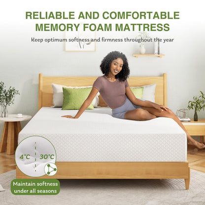 EGOHOME Twin XL Memory Foam Mattress, 10 Inch Bed Mattress in a Box with Cooling Green Tea Gel, Relieve Pressure with Medium Firm Support, CertiPUR-US Certified, 80''L x 38''W, White