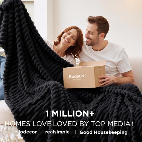 Bedsure GentleSoft Black Throw Blanket - Cozy Fleece Blanket for Couch, Perfect Gift for Men, 50x60 Inches