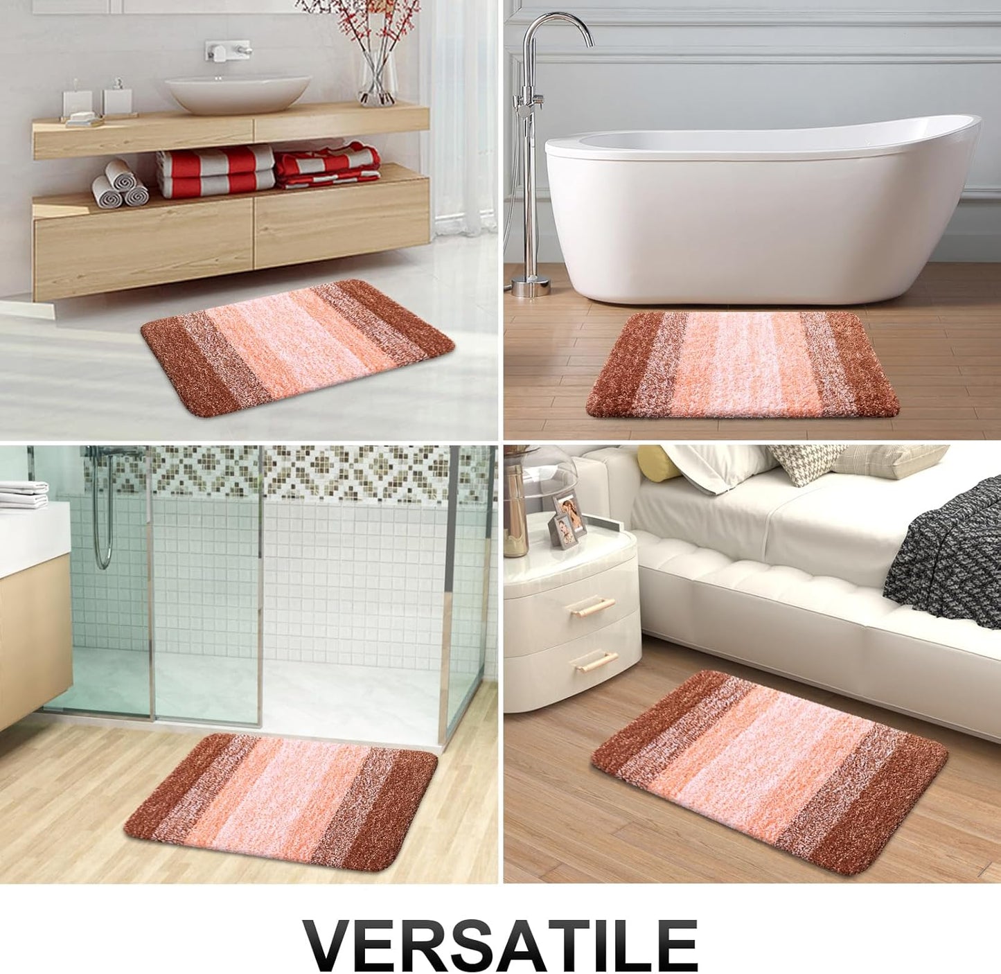 OLANLY Bath Rugs Mat - Extra Soft Microfiber, Quick Dry, Machine Washable | 24x16 Inches, Orange