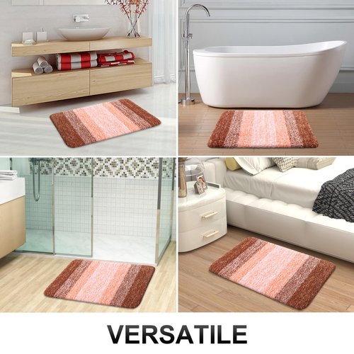 OLANLY Bathroom Rugs Mat 24x16, Extra Soft Absorbent Microfiber Bath Rugs, Rubber Backing, Quick Dry, Machine Washable Bath Mats for Bathroom Floor, Tub and Shower, Home Decor Accessories, Orange