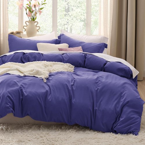 Bedsure Skipper Blue Duvet Cover Set - Extra Soft Cotton-Like Polyester, Full Size 80x90 Inches, 3 Pieces with Zipper Closure & Pillow Shams