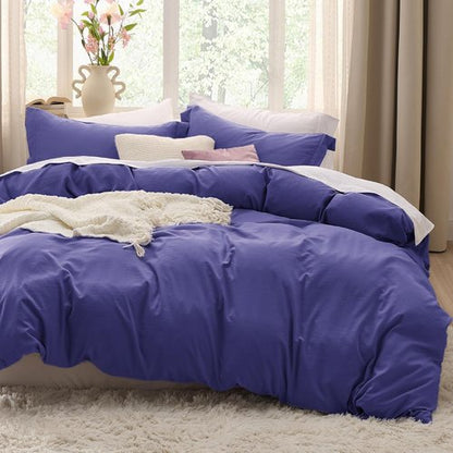 Bedsure Duvet Cover Set | Skipper Blue Queen Size - Extra Soft Prewashed Cotton-Like Polyester, 3 Pieces with Zipper Closure