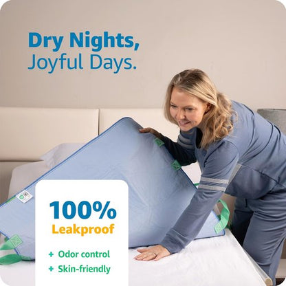 Improvia Bed Pad - Waterproof & Quick-Drying with 8 Reinforced Handles | 34" x 52" for Elderly Care