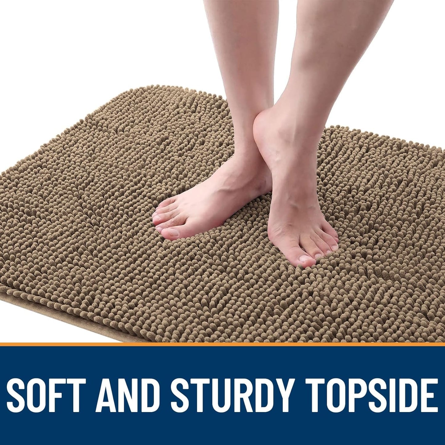 OLANLY Dog Door Mat - Absorbent Non-Slip Chenille for Muddy Paws | 40x24 Tan Indoor Entryway Carpet