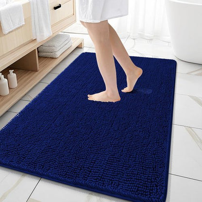 OLANLY Bathroom Rugs 59x35, Extra Soft Absorbent Chenille Bath Rugs, Rubber Backing Quick Dry, Machine Washable Bath Mats for Bathroom Floor, Tub and Shower, Home Decor Accessories, Navy