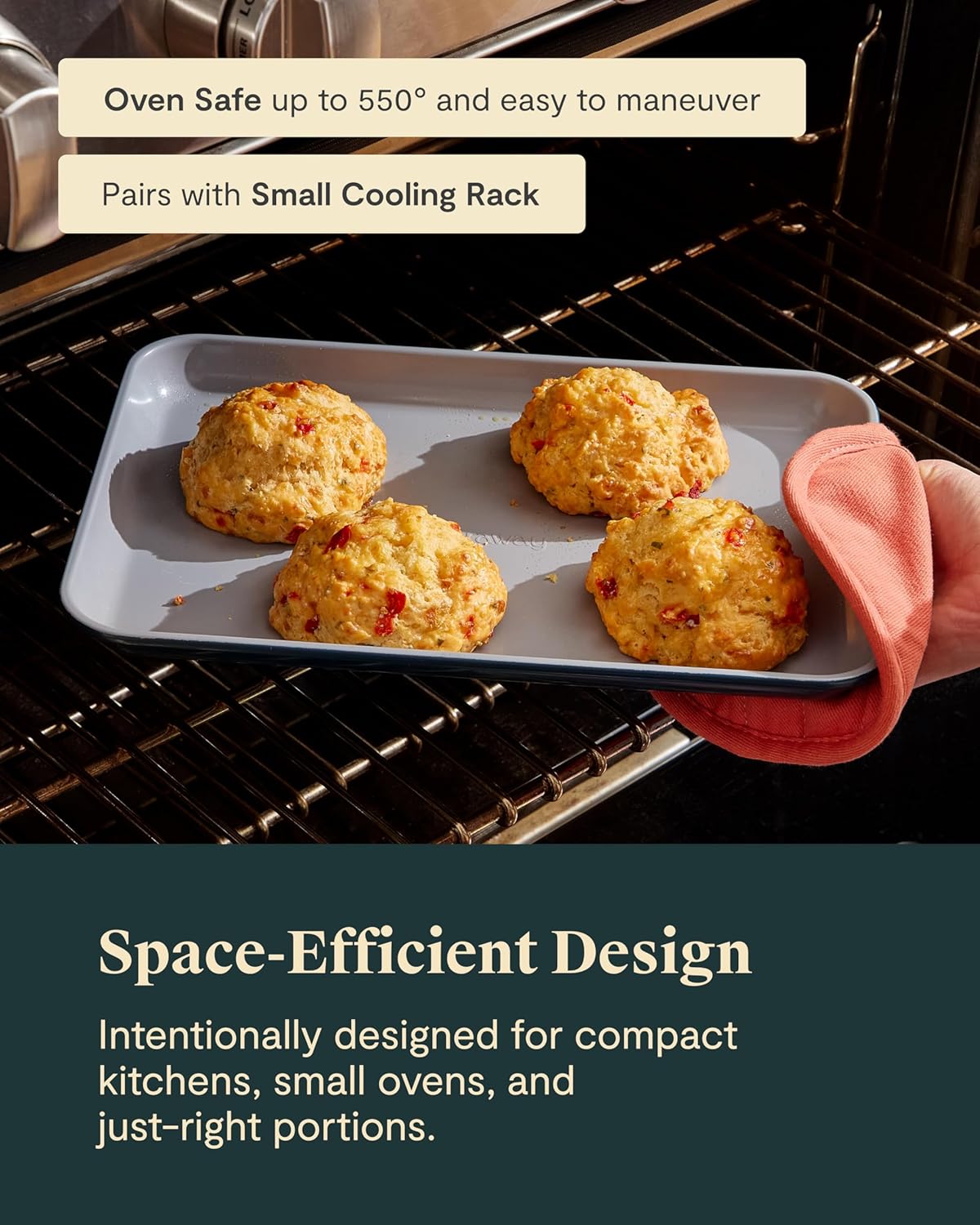 Caraway Nonstick Ceramic Baking Sheet Duo (9x13”) - Non-Toxic, Oven Safe, Aluminized Steel - Navy Mini Sheet Pan for Baking & Roasting