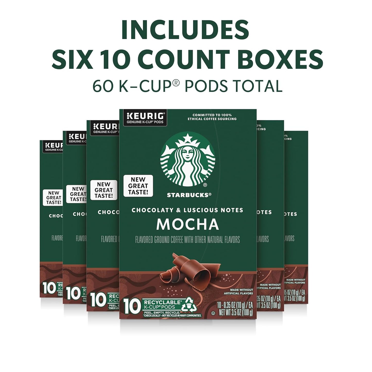 Starbucks K-Cup Coffee Pods - Flavored Mocha for Hot or Iced Coffee | 60 Count