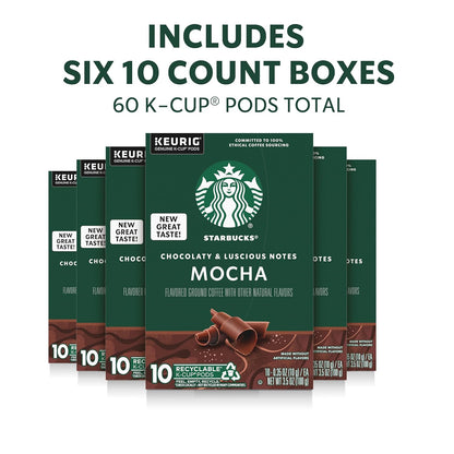 Starbucks K-Cup Coffee Pods - Flavored Mocha for Hot or Iced Coffee | 60 Count