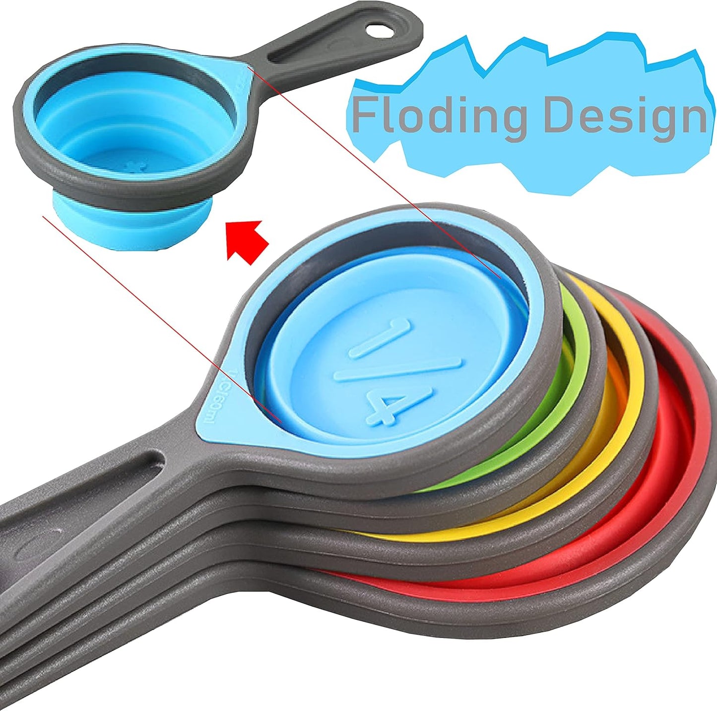 Skiennix Collapsible Silicone Measuring Cups & Spoons - 8-Piece Set for Liquid & Dry Baking | Portable Food-Grade Design