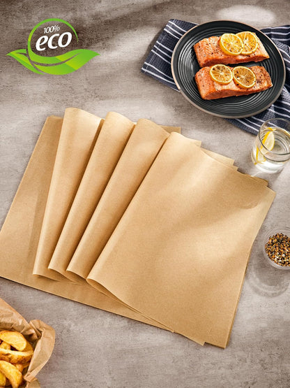 SMARTAKE Parchment Paper Sheets - 120 Pre-Cut Non-Stick Baking Sheets, 8x12 Inch, Unbleached Natural Wood Pulp