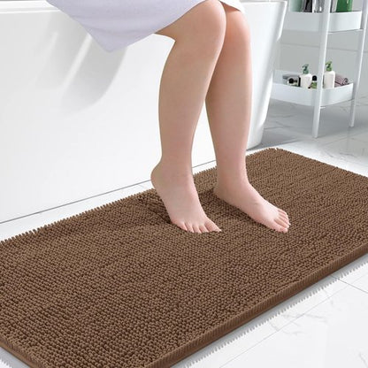 OLANLY Bathroom Rugs 50x30, Extra Soft Absorbent Chenille Bath Rugs, Rubber Backing Quick Dry, Machine Washable Bath Mats for Bathroom Floor, Tub and Shower, Home Decor Accessories, Mocha