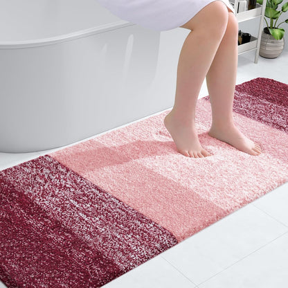 OLANLY Bathroom Runner Rugs - Extra Soft Microfiber Mat 70x24 | Quick Dry, Washable, Rubber Backing - Red