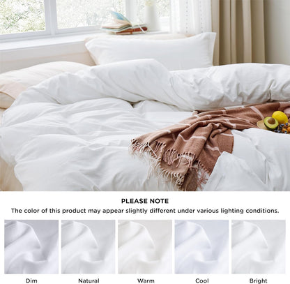 Bedsure Duvet Cover Set - Extra Soft Prewashed Cotton-Like Polyester | Twin/Twin XL, White, 2 Pieces
