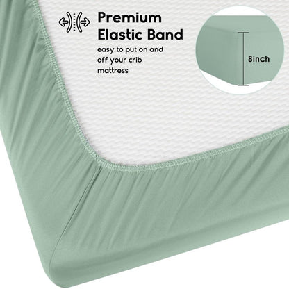 Yoofoss Baby Crib Sheets for Boys Girls, Fitted Crib Sheet 2 Pack for Standard Crib and Toddler Mattress, Super Soft Microfiber Baby Sheet 28x52x8in Green + Giraffe