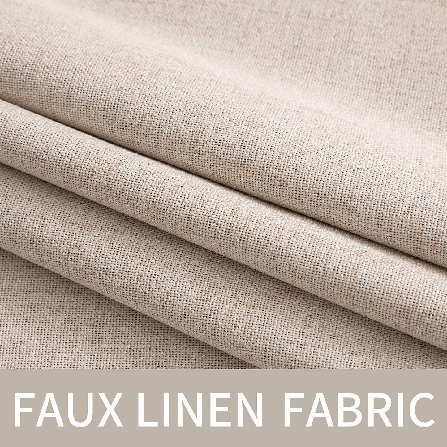 MIULEE Blackout Linen Textured Curtains - Thermal Insulated Natural Beige | 62 x 90 Inch (2 Panels) for Luxury Bedroom & Living Room Decor