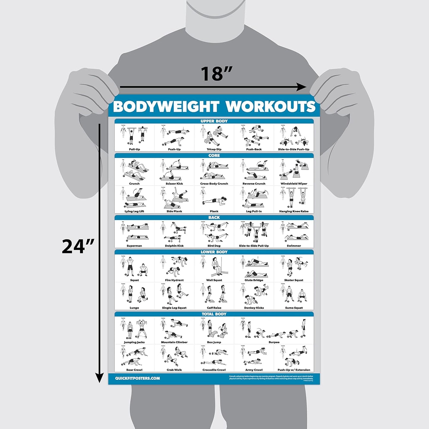 Palace Learning Bodyweight Workout Poster - Laminated Calisthenics Routine Chart | 18" x 24"