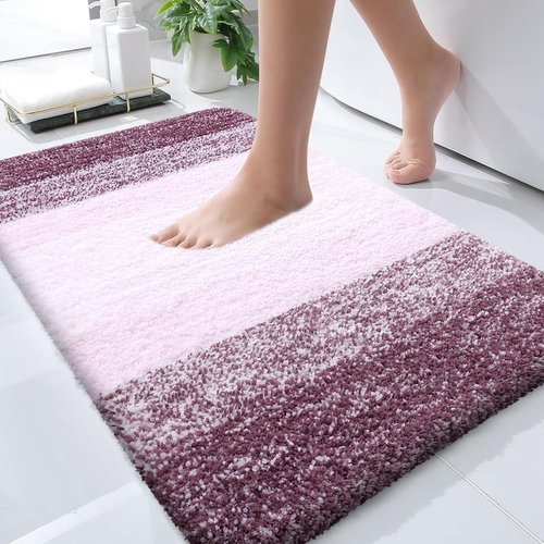 OLANLY Bathroom Runner Rugs 70x24, Extra Soft Absorbent Microfiber Bath Rugs, Rubber Backing, Quick Dry, Machine Washable Bath Mats for Bathroom Floor, Tub and Shower, Home Decor Accessories, Mauve