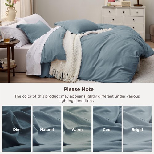 Bedsure Mineral Blue Oversized King Duvet Cover - 3 Pieces Prewashed Cotton-Like Polyester Extra Soft Bedding Set, Includes 1 Duvet Cover 120''x98'' with Zipper Closure & 2 Pillow Shams, No Comforter