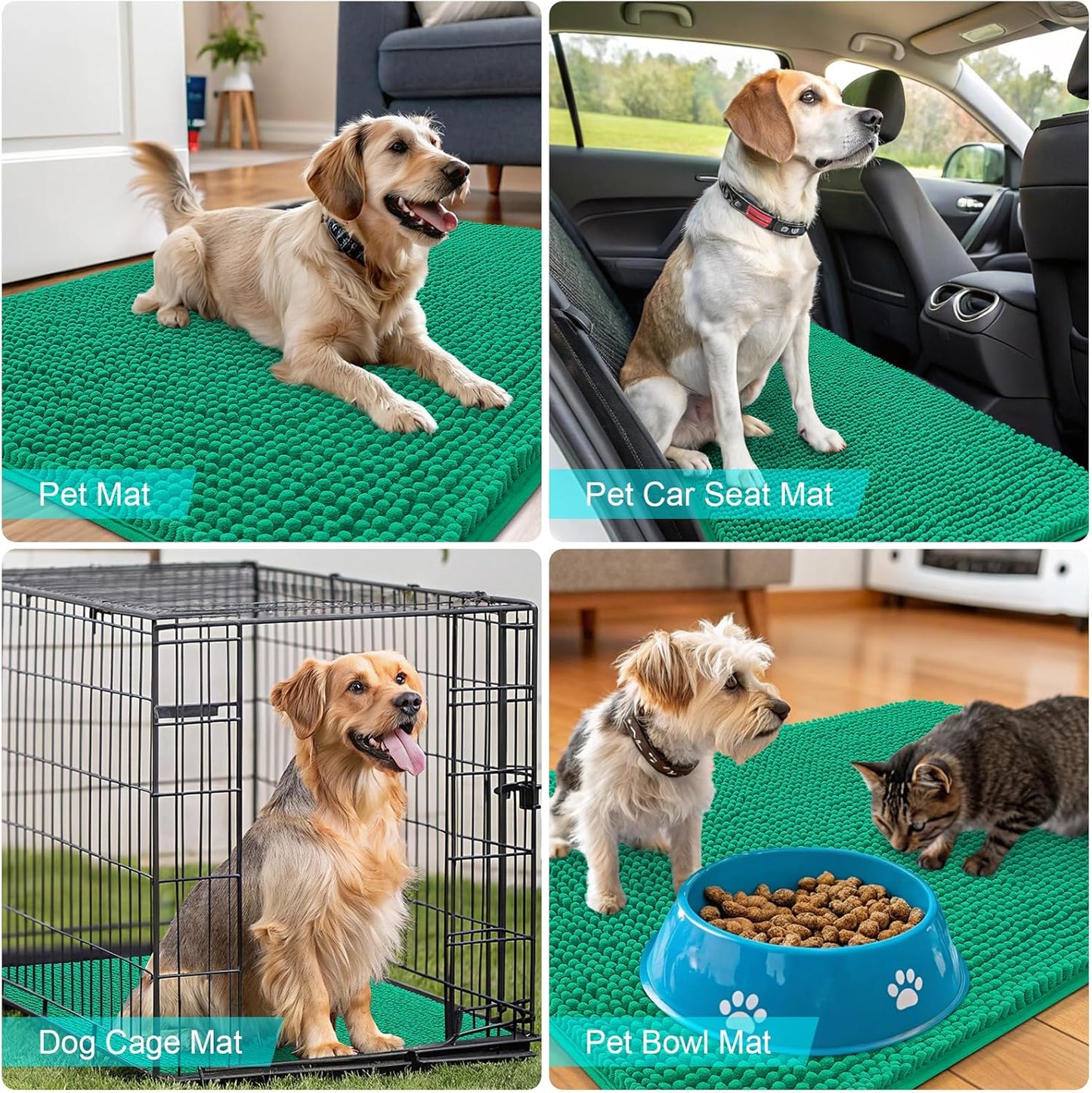 OLANLY Dog Door Mat - Absorbent Non-Slip Washable Doormat for Muddy Paws | 24x16 Emerald Green