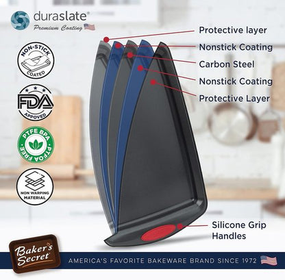 Baker's Secret Baking Sheets - Nonstick Cookie Sheet Set with Handles | 3-Piece Bakeware Set