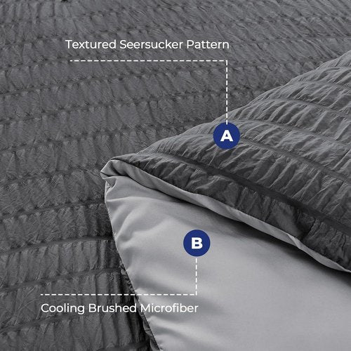 HYMOKEGE Twin Comforter Set - All Season Luxury 5-Piece Bedding Set in Dark Grey/Light Grey