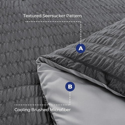 HYMOKEGE Twin Comforter Set - All Season Luxury 5-Piece Bedding Set in Dark Grey/Light Grey