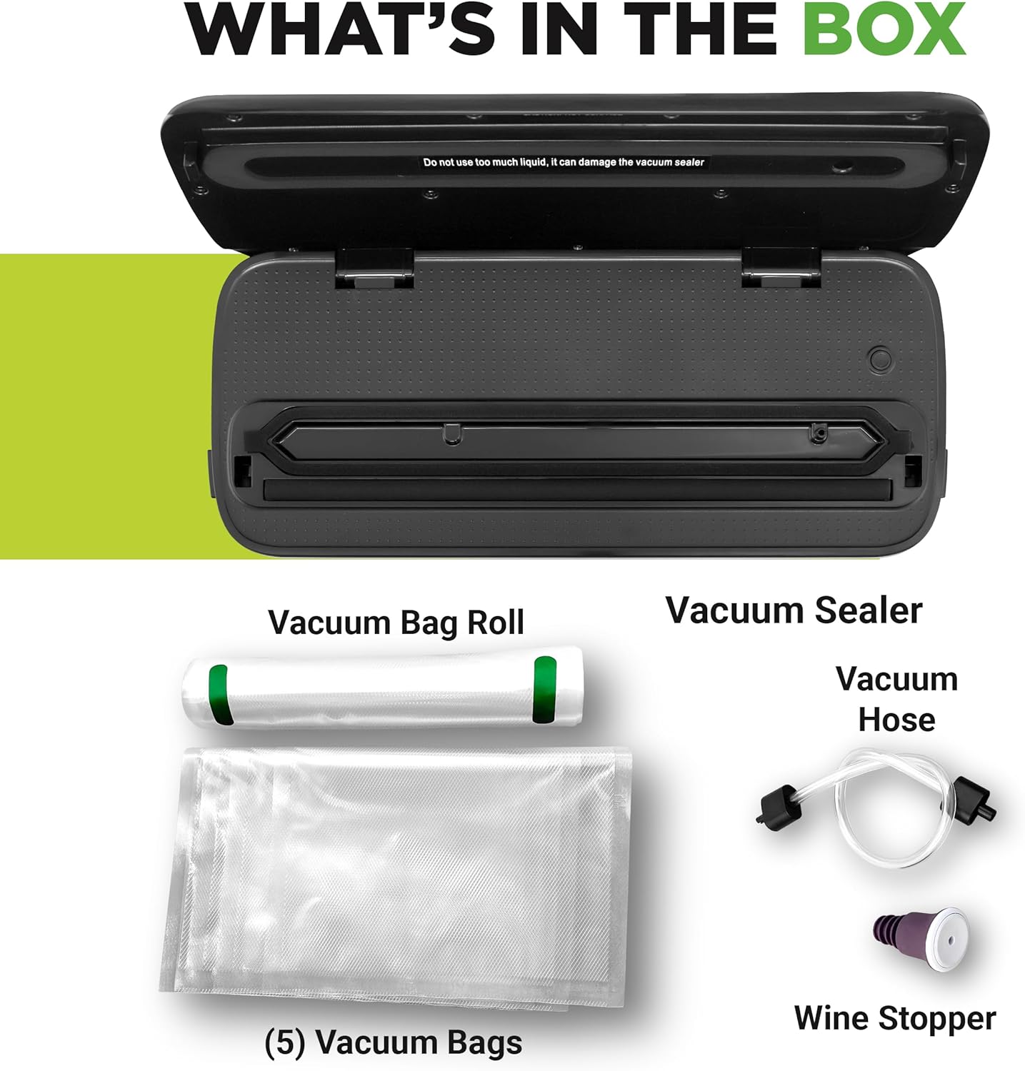 NutriChef Vacuum Sealing System - Automatic Food Preservation with Starter Kit, Compact Design, Black