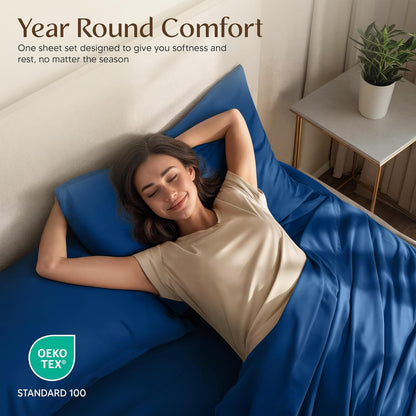 Utopia Bedding King Size Sheet Set - Soft, Breathable Microfiber | 4-Piece in Dusk Blue