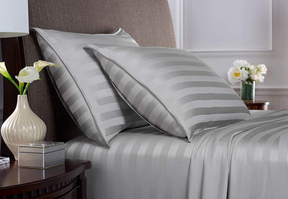 Pure Bamboo California King Sheets - 100% Organic Viscose Bed Sheet Set, Soft & Cooling, Jacquard Silver