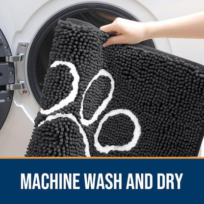 OLANLY Dog Door Mat - Absorbent Non-Slip Mud Mat for Paws | 59x20, Quick Dry Chenille, Dark Grey