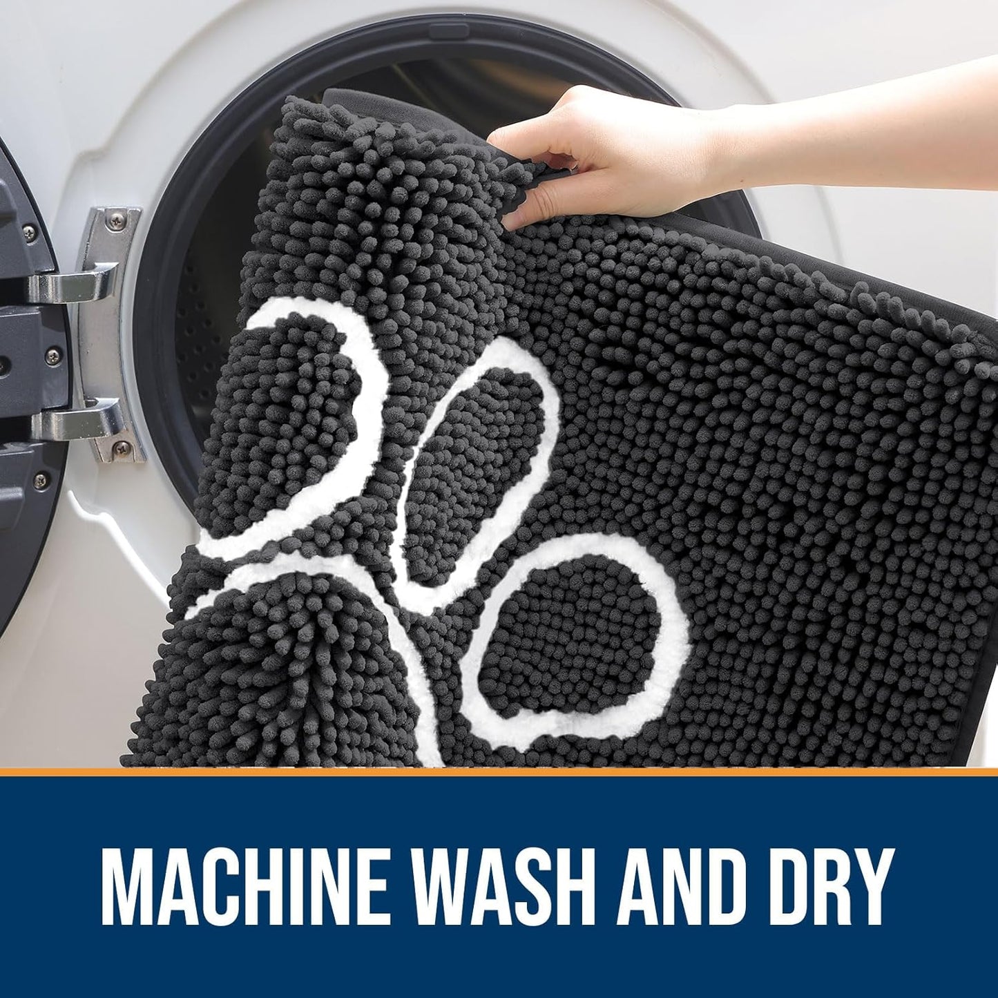OLANLY Dog Door Mat - Absorbent Non-Slip Mud Mat for Muddy Paws | Quick Dry Chenille, 59x32, Dark Grey