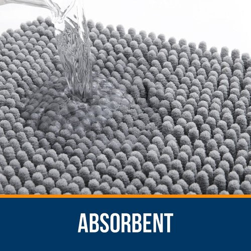OLANLY 30-inch Round Bathroom Rugs, Extra Soft and Absorbent Chenille Bath Rugs, Quick Dry Machine Washable Bath Mats for Bathroom Floor, Tub and Shower, Home Decor Accessories, Grey